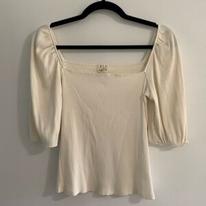 Cream square neck quarter sleeve top
